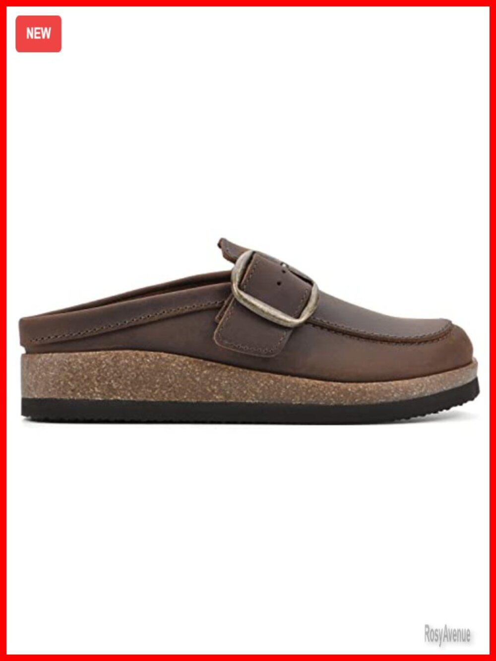 White Mountain Bueno Leather Mule with Buckle and Cork Footbed - Picture 3 of 6